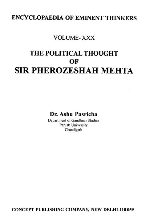 The Political Thought of Sir Pherozeshah Mehta Vol. 30 Doc